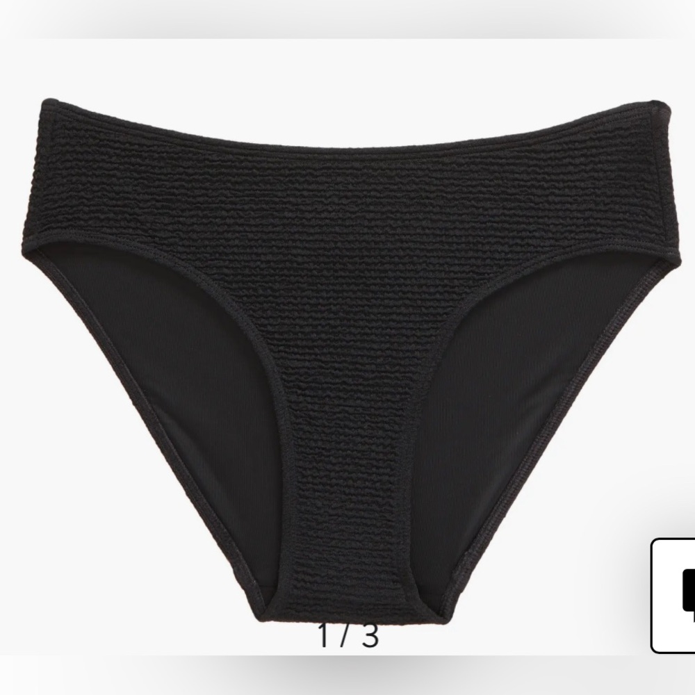 NWT- Treasure & Bond Kids' Crinkle Bikini Bottom, black, size 16
